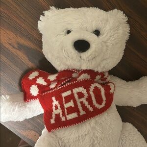 Aeropostale Plush Bear with Red Polka Dot Scarf